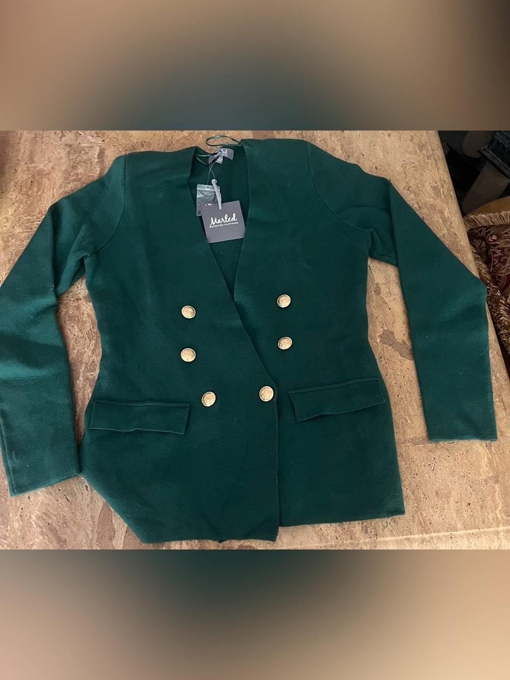 MARLED  Green Double-Breasted Blazer Jacket
